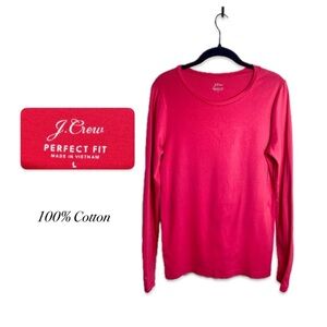 J. Crew Perfect Fit Longsleeve T-shirt Fuchsia Pink Women’s Large